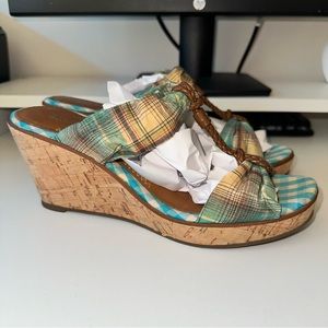Sperry Blue Plaid Topsider Wedges | Size 8.5